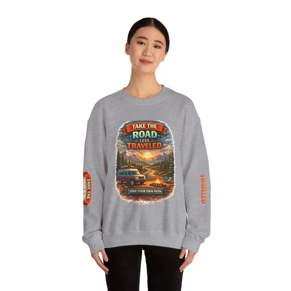 15870254917864760619_2048.jpeg Unisex Heavy Blend™ Crewneck Sweatshirt — "Take The Road Less Traveled" Design Scenic-Line