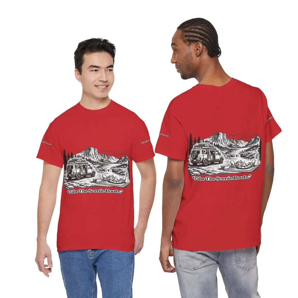 15883829492477225404_2048.jpeg Unisex Heavy Cotton Tee — "Take The Scenic Route" Design Minimal-Line