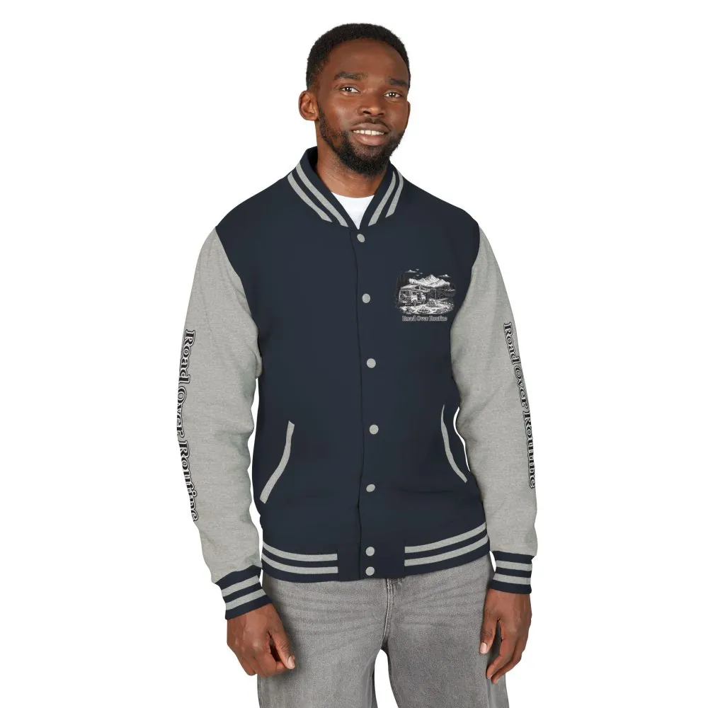 15885932734140900227_2048.jpeg Unisex Heavyweight Letterman Jacket — "Road Over Routine" Travel Varsity Coat