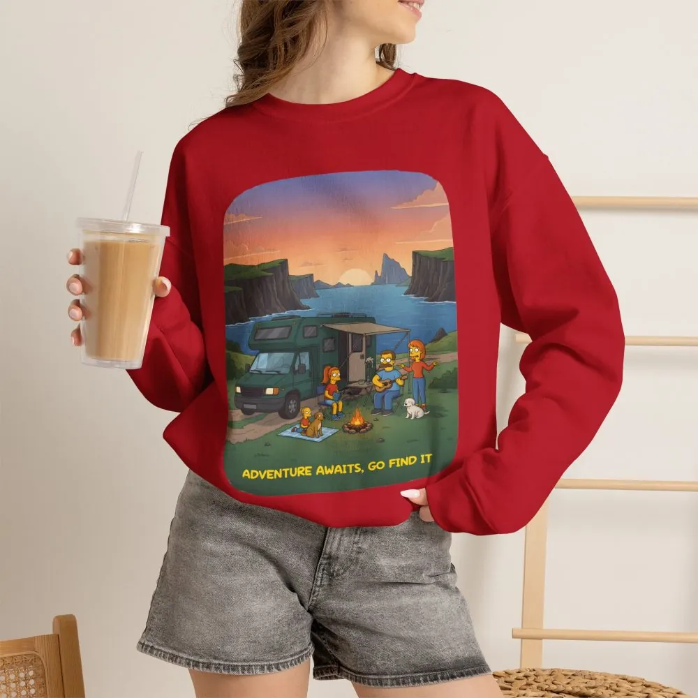 15889823422895675001_2048.jpeg Unisex Heavy Blend™ Crewneck Sweatshirt — "Adventure Awaits-Go Find It"" Design Sitcom-Line