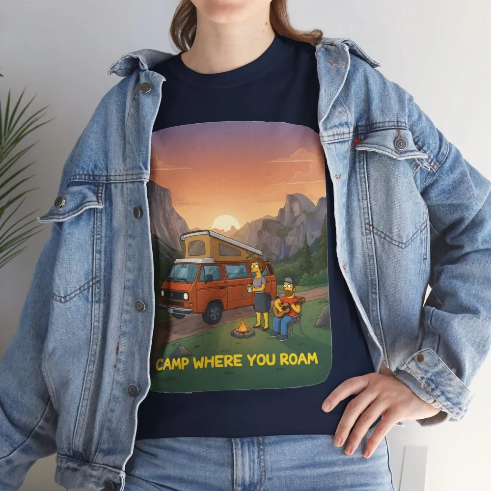 Unisex Heavy Cotton Tee — "Camp Where You Roam" Design Sitcom-Line