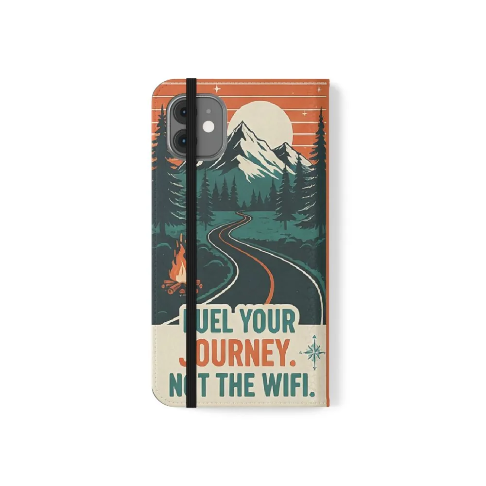 Flip Phone Case — "Adventure Awaits, Fuel Your Journey, Not the WiFi" Wallet Cover