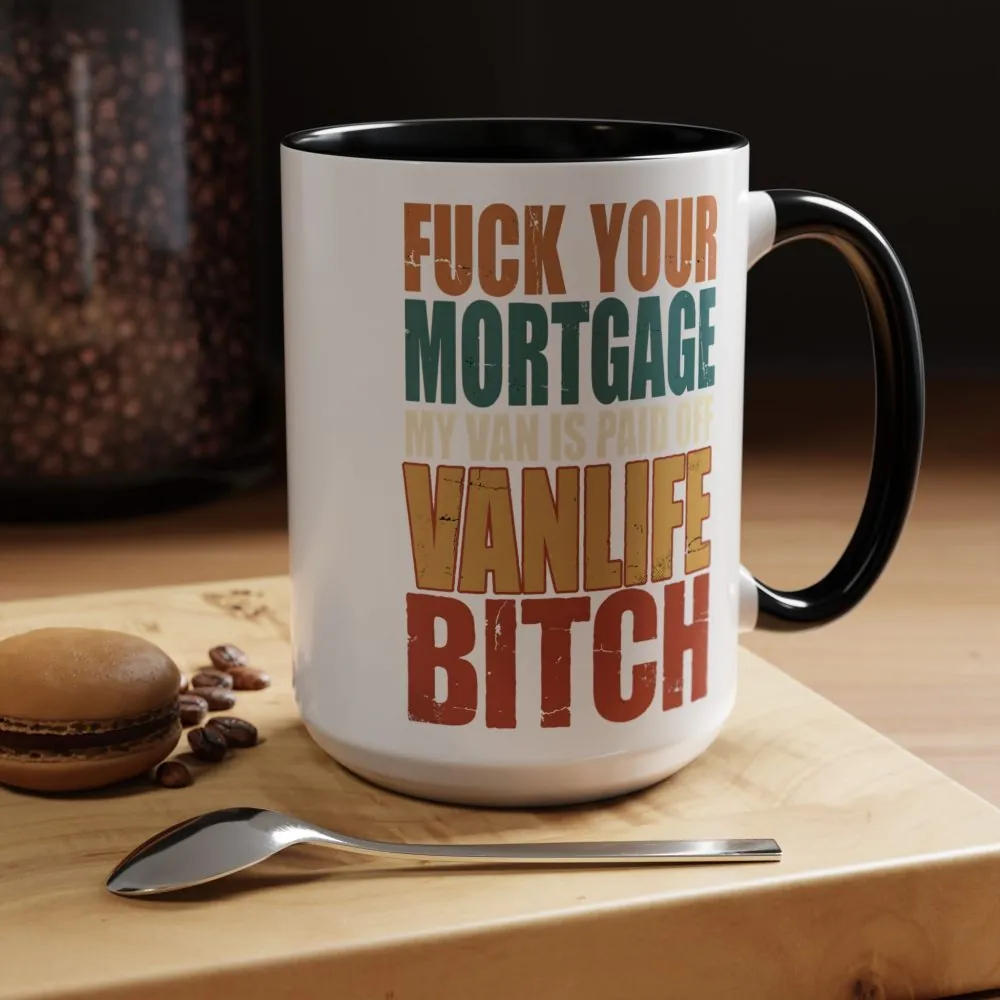 Accent Coffee Mug (11, 15oz) — "Fuck Your Mortgage" Design F**K-Line