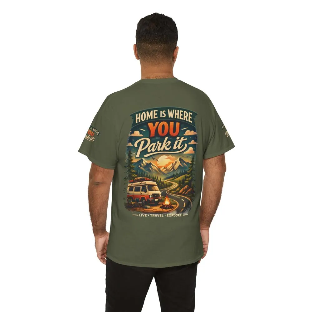 15948352497842376886_2048.jpeg Unisex Heavy Cotton Tee — "Hom Is Where You Park It" Design Scenic-Line