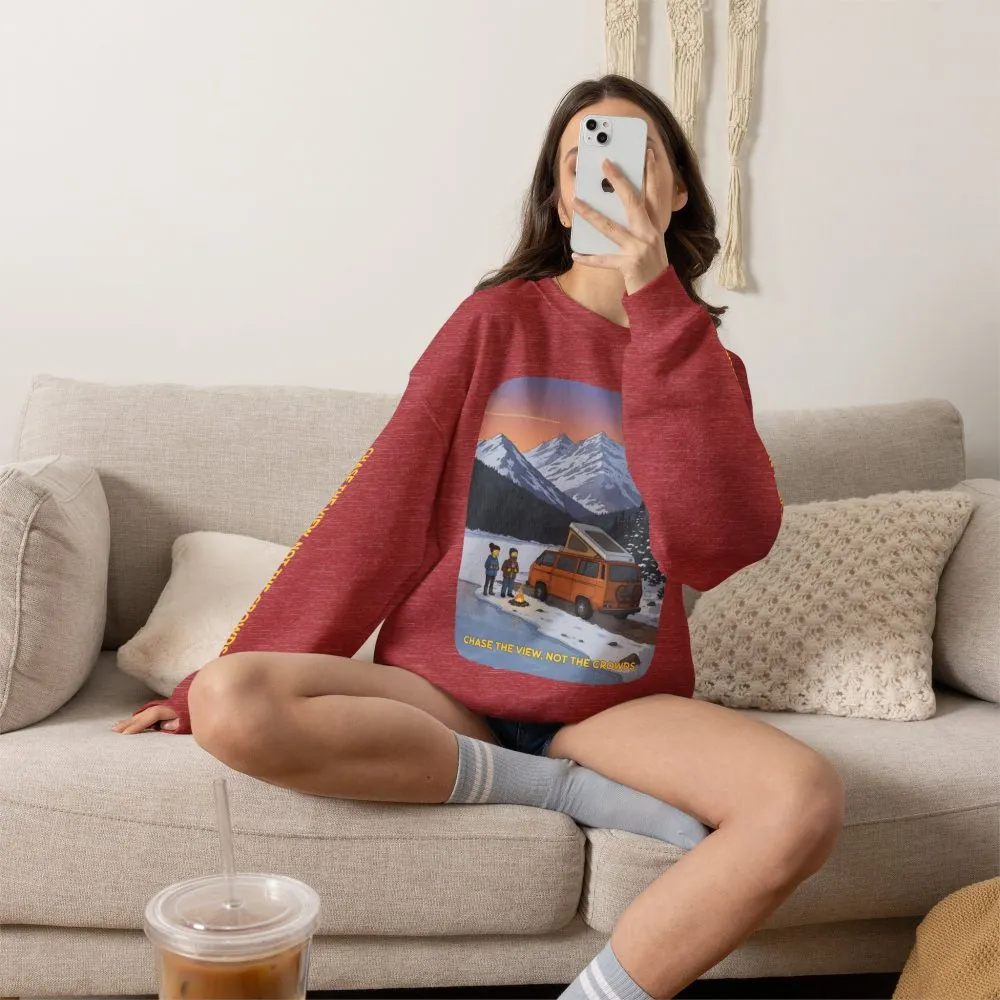 Unisex Heavy Blend™ Crewneck Sweatshirt — "Chase The Views-Not The Crowds"" Design Sitcom-Line