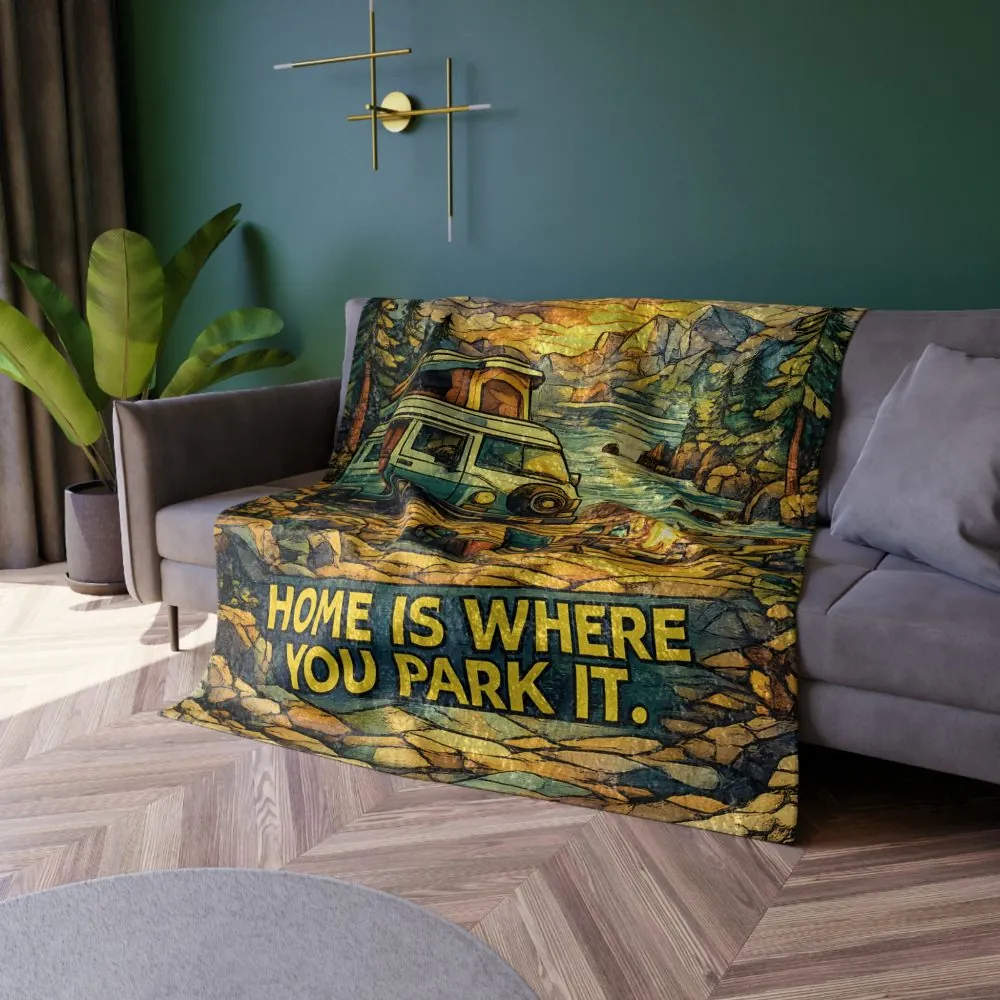 15963770157372652454_2048.jpeg Crushed Velvet Blanket —"Home Is Where You Park It" Design Cubic-Line (Campervan)