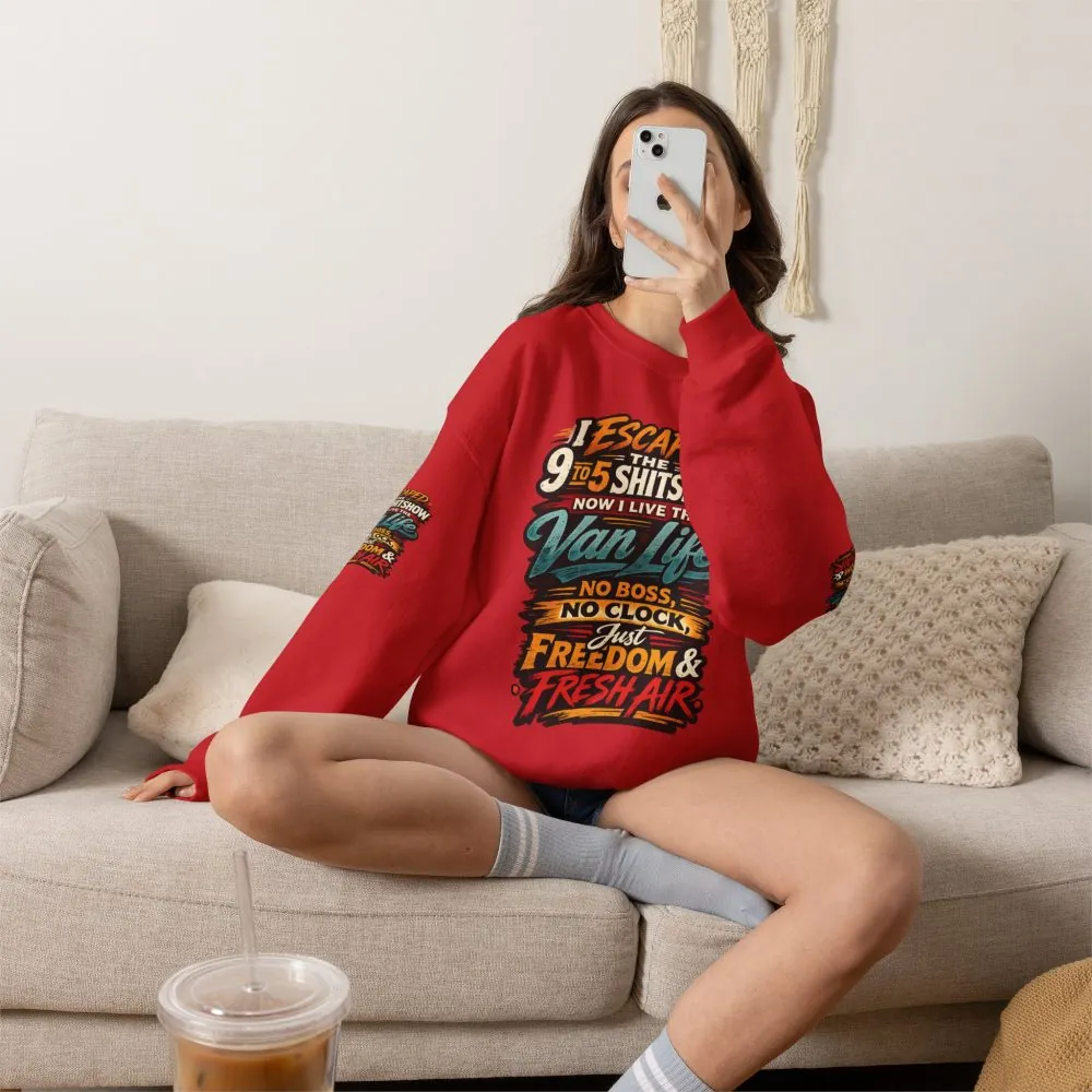 Unisex Heavy Blend™ Crewneck Sweatshirt — "I Escaped The 9 To 5" Design F**K-Line