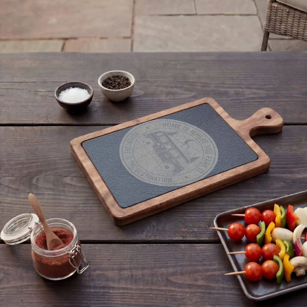 Engraved Charcuterie Board - "Home Is Where You Park It-Adventure is the destination" (4 Variants Available)