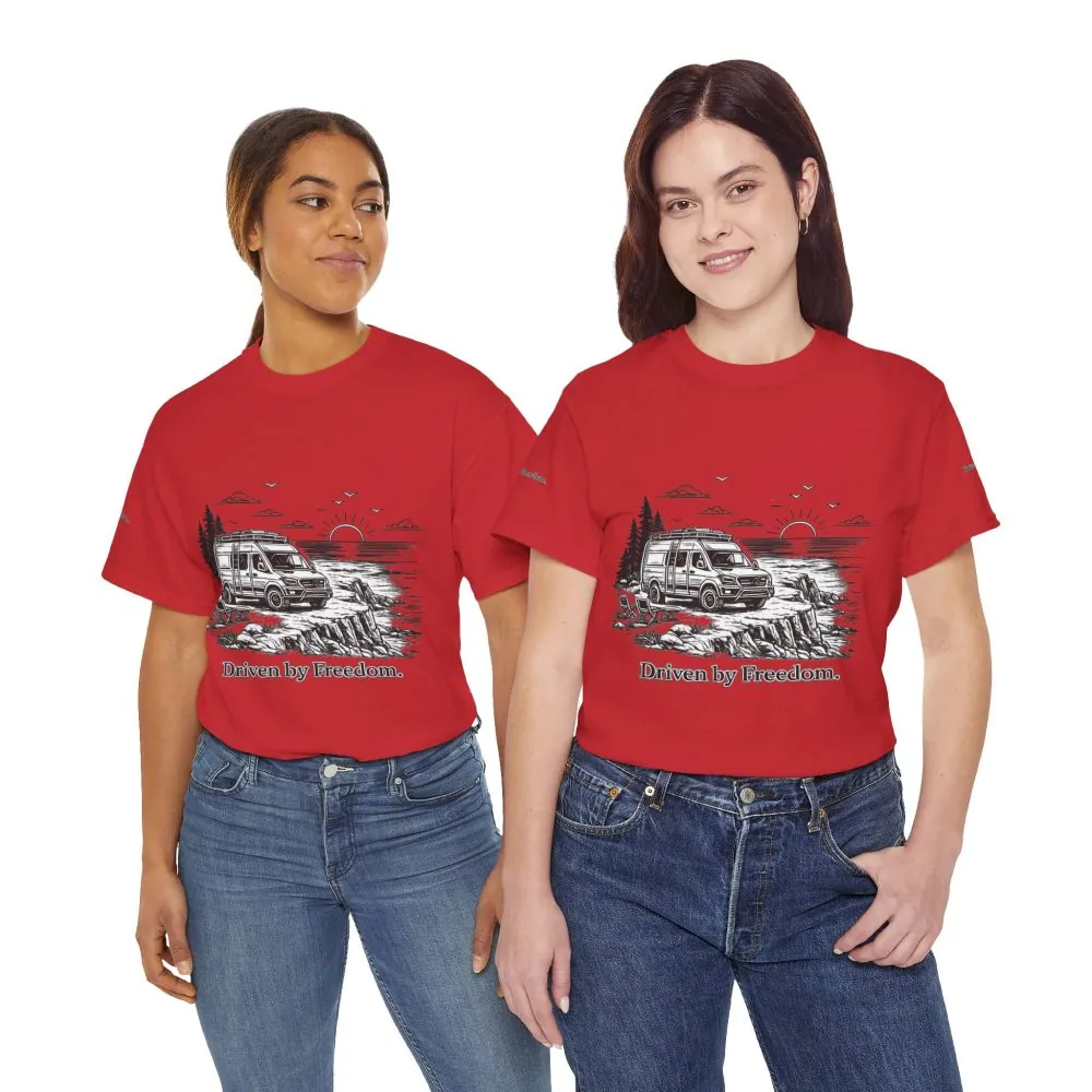 16006872626022681574_2048.jpeg Unisex Heavy Cotton Tee — ""Driven By Freedom" Design Minimal-Line