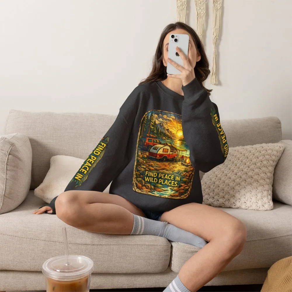 16013808640267085402_2048.jpeg Unisex Heavy Blend™ Crewneck Sweatshirt — "Find Peace In Wild Places" Design Cubic-Line