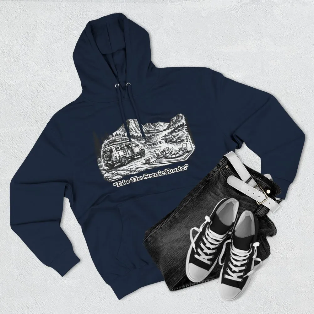 16026658442806928948_2048.jpeg Three-Panel Fleece Hoodie - "Take The Scenic Route" Design Minimal-Line