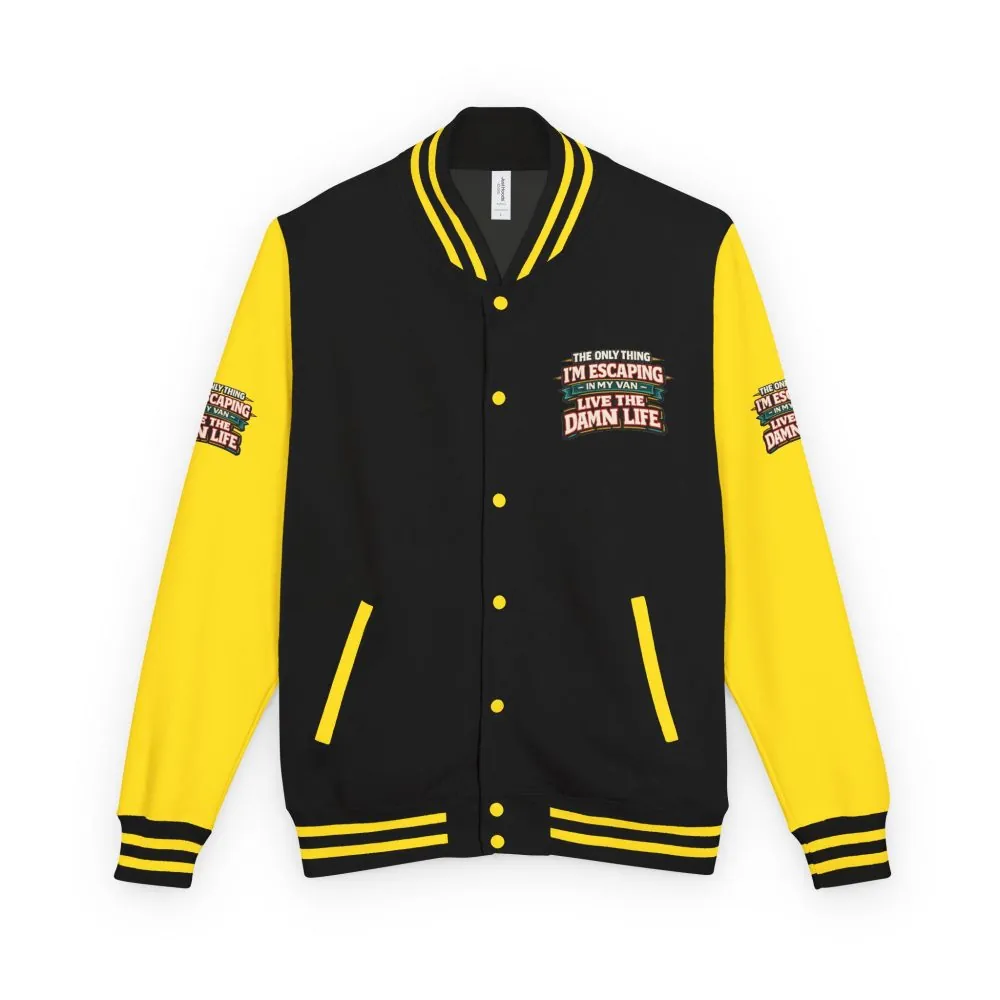 Unisex Heavyweight Letterman Jacket — "The Only Thing I´m Escaping" Design F**K-Line