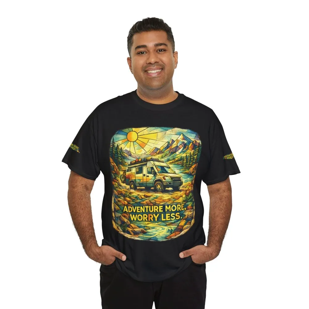16030484871659036724_2048.jpeg Unisex Heavy Cotton Tee — "Adventure More Worry Less" Design Cubic-Line