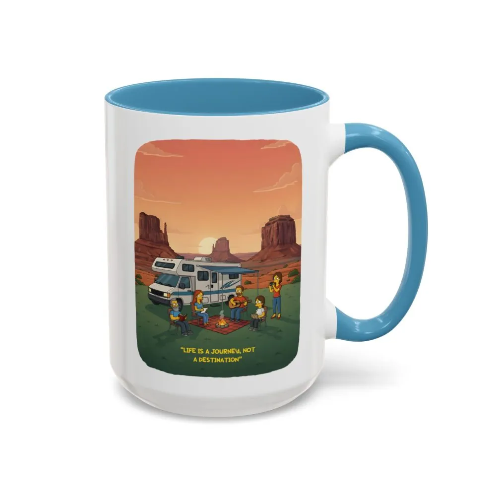 Accent Coffee Mug (11, 15oz) — "Life Is A Journey-Not A Destination" Design Sitcom-Line