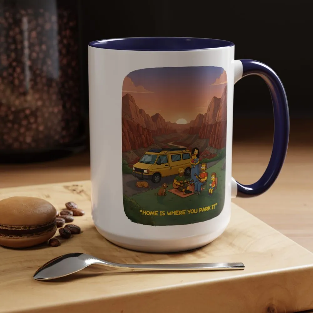 Accent Coffee Mug (11, 15oz) — "Home Is Where You Park It" Design Sitcom-Line
