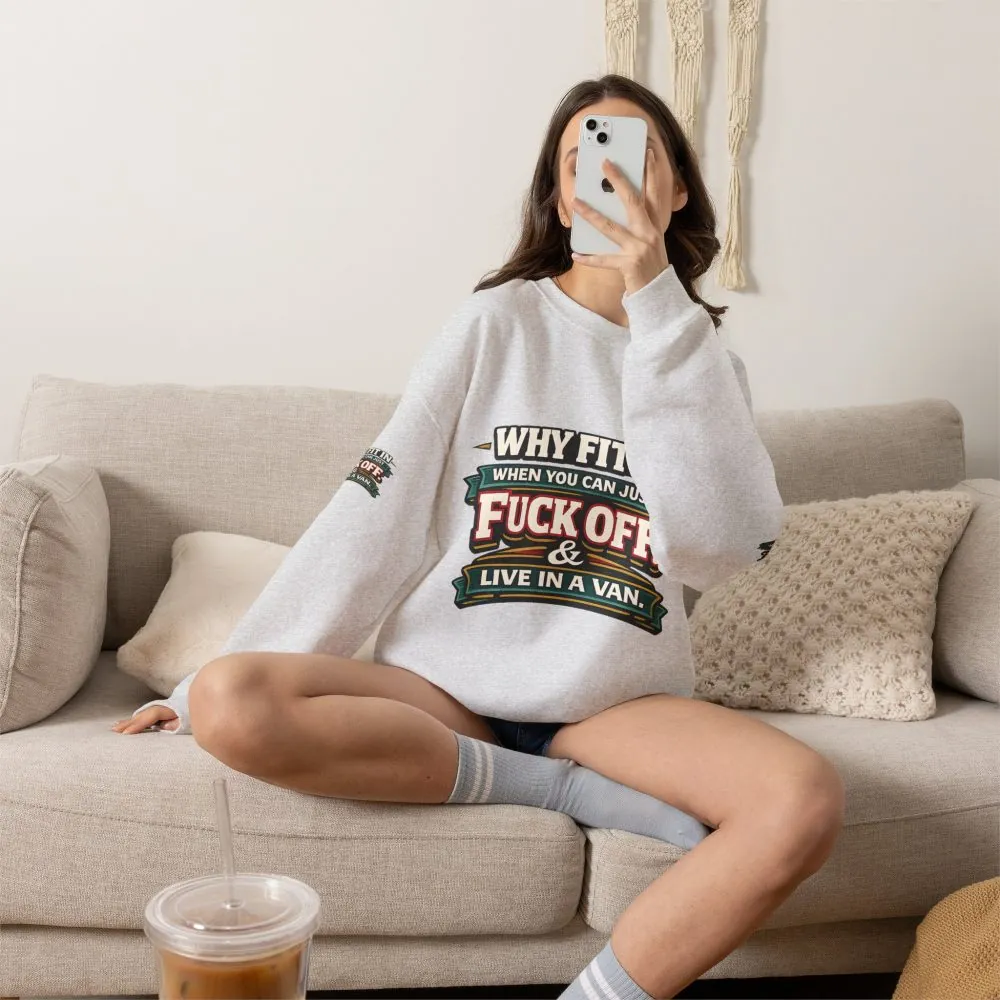 Unisex Heavy Blend™ Crewneck Sweatshirt — "Why Fit In" Design F**K-Line