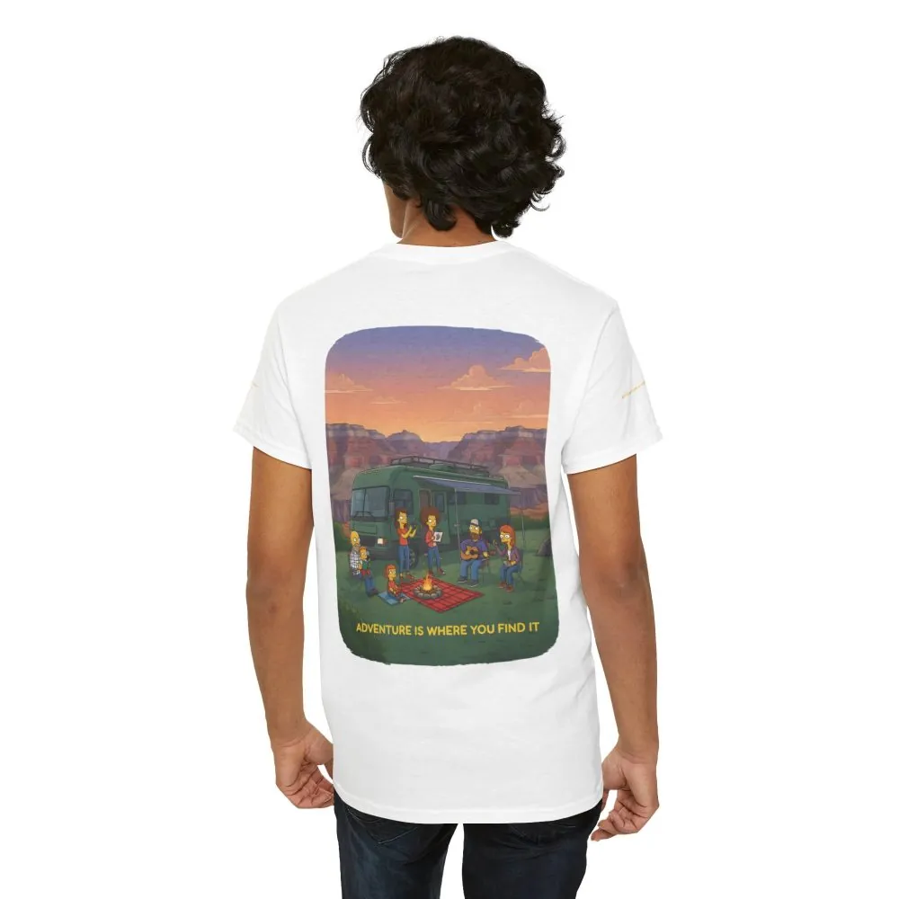 Unisex Heavy Cotton Tee — "Adventure Is Where You Find It" Design Sitcom-Line