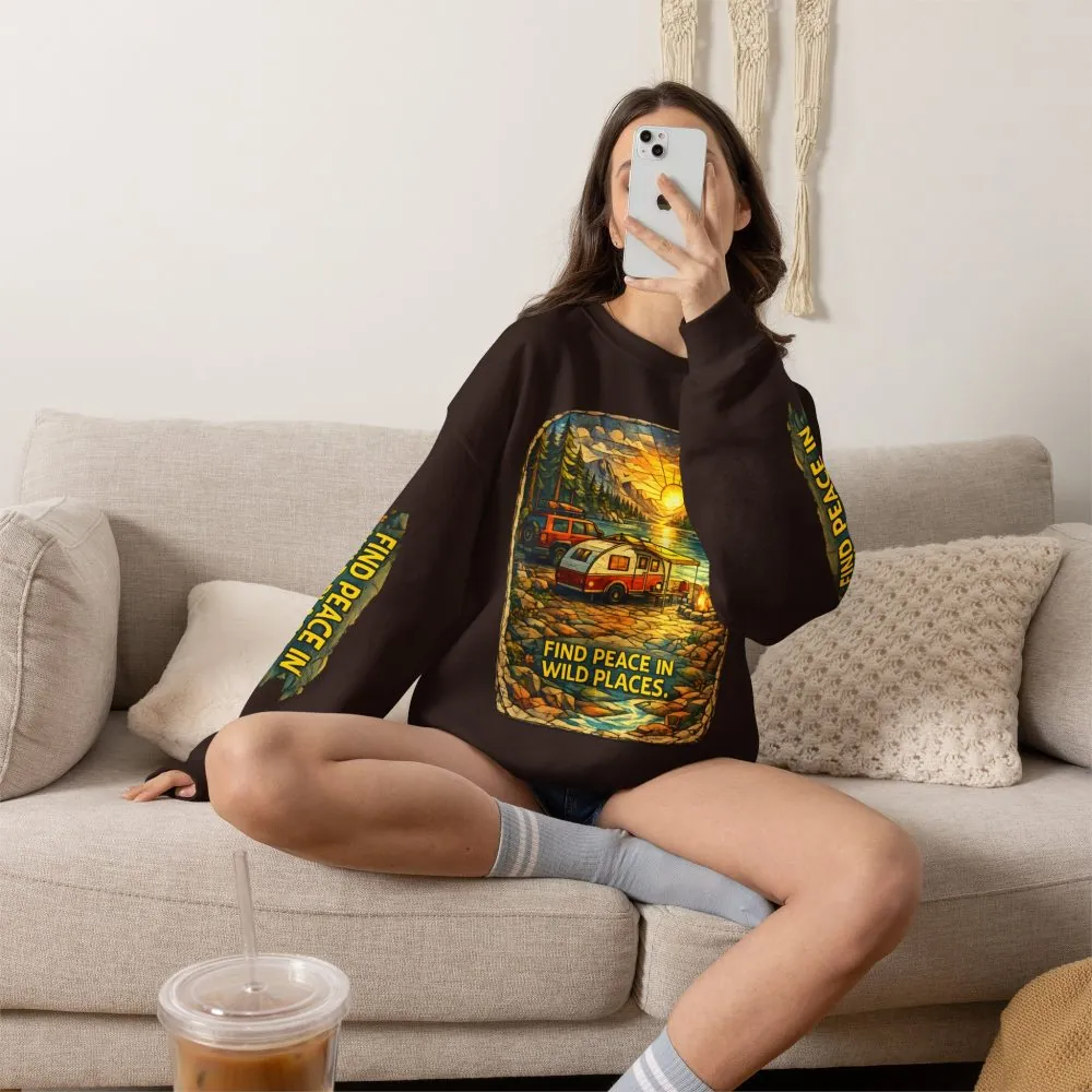 16056847944197212867_2048.jpeg Unisex Heavy Blend™ Crewneck Sweatshirt — "Find Peace In Wild Places" Design Cubic-Line