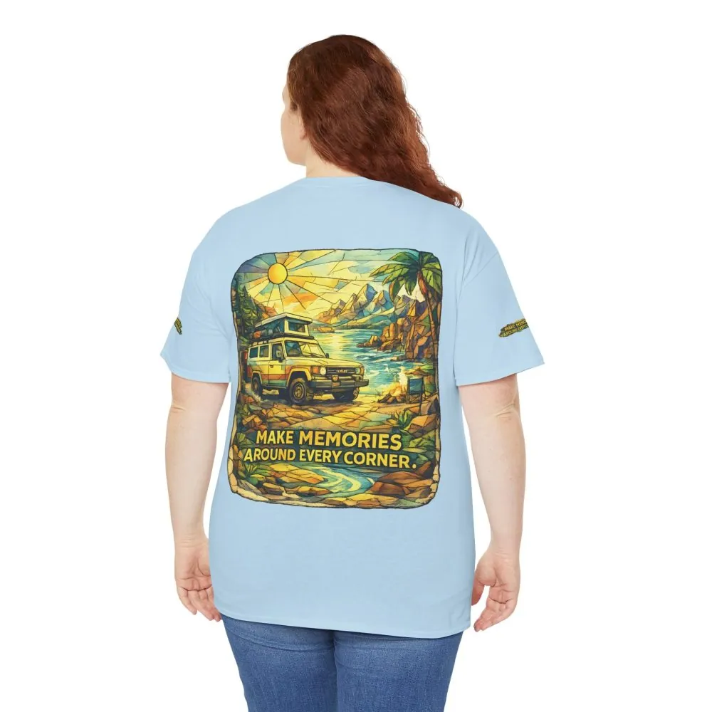 1607022987038657381_2048.jpeg Unisex Heavy Cotton Tee — "Make Memories Around Every Corner" Design Cubic-Line