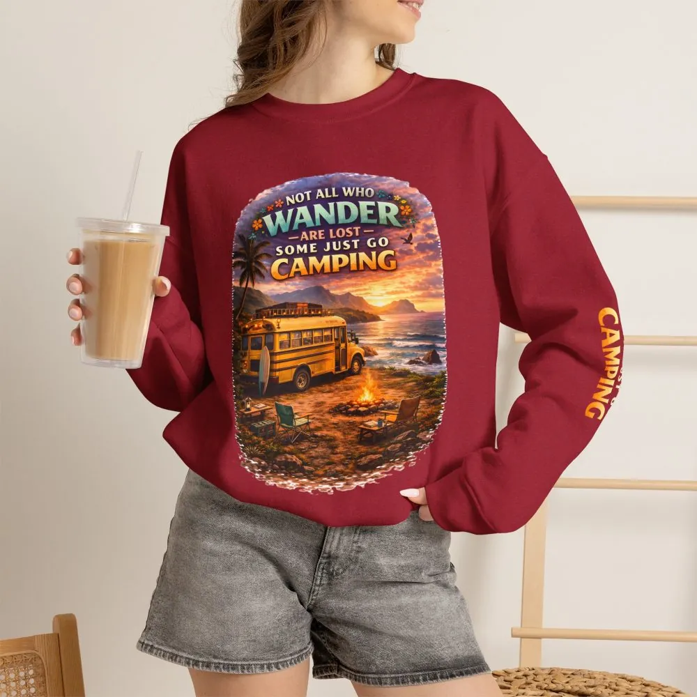 Unisex Heavy Blend™ Crewneck Sweatshirt — "Not All Who Wander Are Lost" Design Scenic-Line