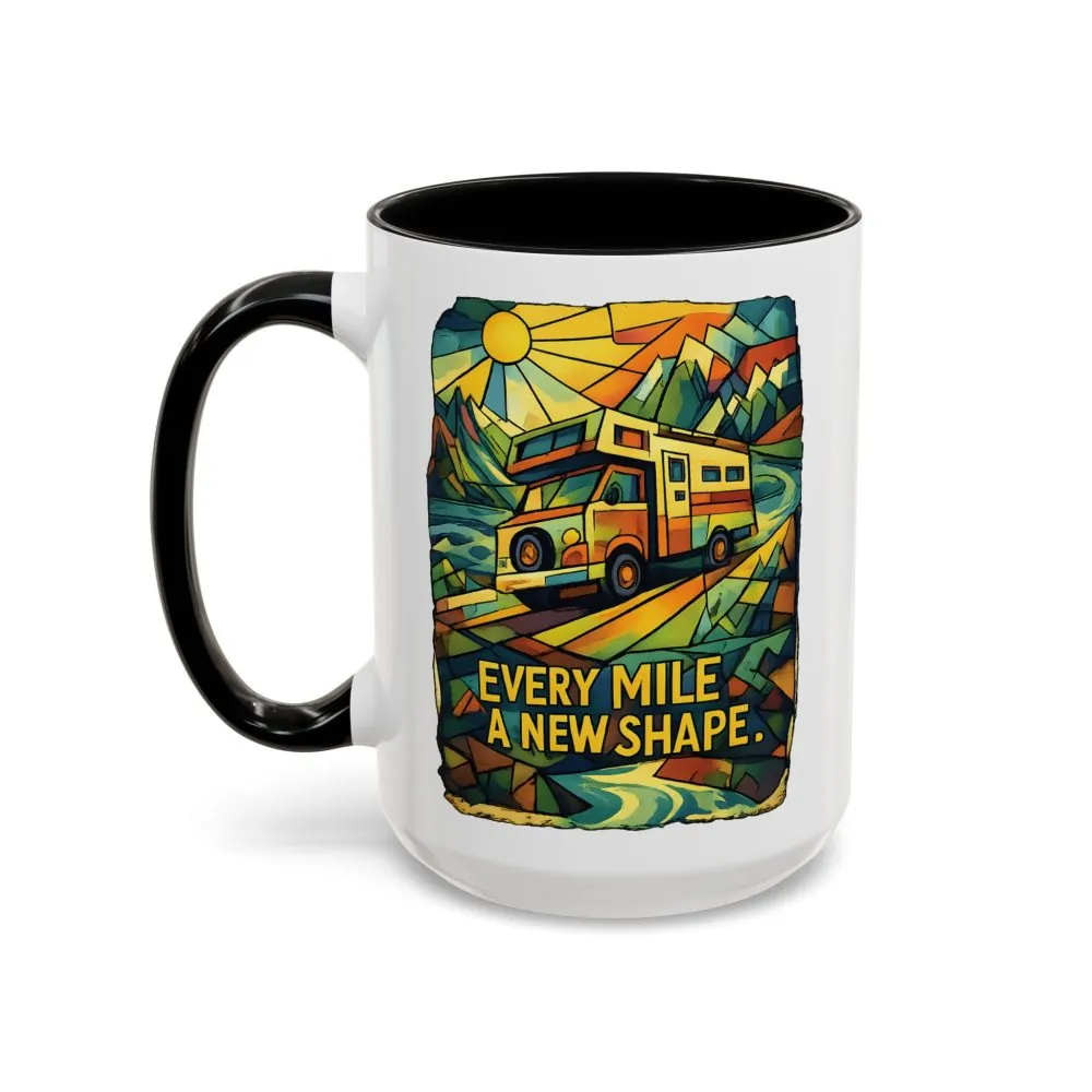 Accent Coffee Mug (11, 15oz) — "Every Mile A New Shape" Design Cubic-Line