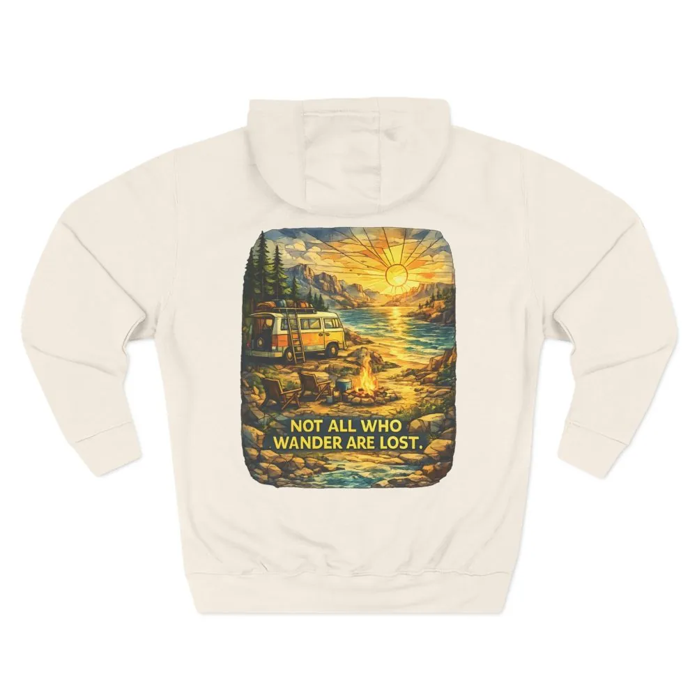 16106794994627068699_2048.jpeg Three-Panel Fleece Hoodie - "Not All Who Wander Are Lost" Design Cubic-Line