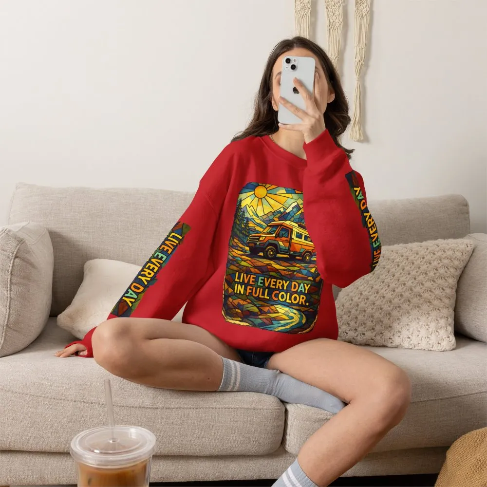161206606293447208_2048.jpeg Unisex Heavy Blend™ Crewneck Sweatshirt — "Live Every Day InFull Color" Design Cubic-Line