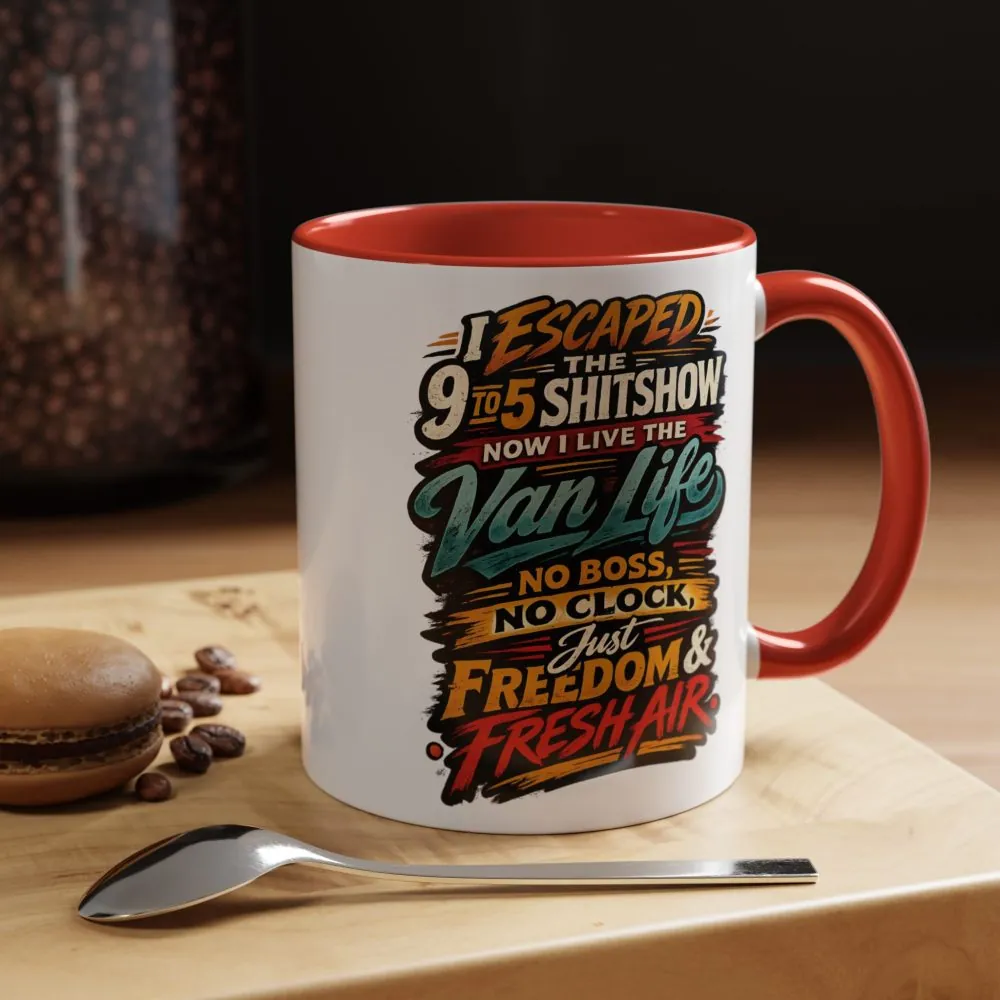 16122500501438236946_2048.jpeg Accent Coffee Mug (11, 15oz) — "I Escaped The 9 To 5" Design F**K-Line