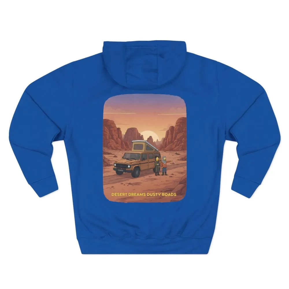 Three-Panel Fleece Hoodie - "Desert Dreams Dusty Roads" Design Sitcom-Line