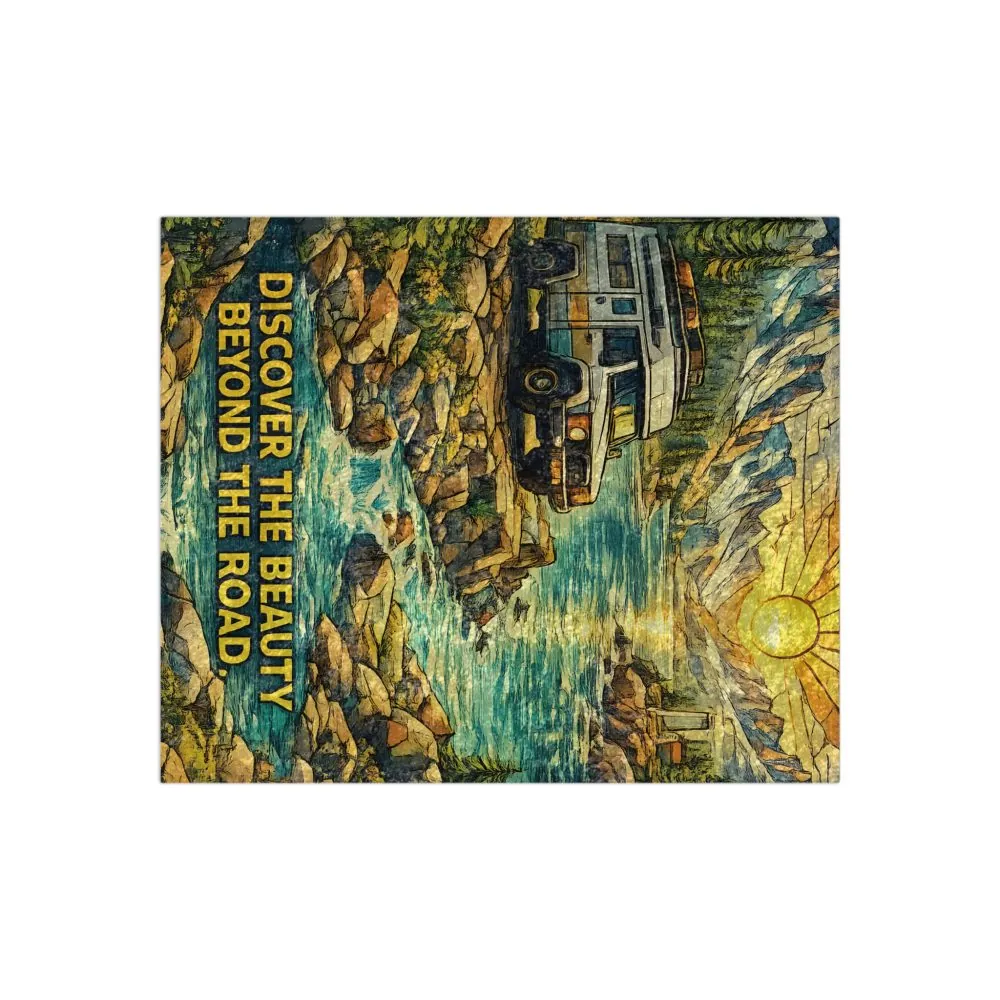 16128864595883392073_2048.jpeg Crushed Velvet Blanket —"Discover The Bieuty Beyond The Road" Design Cubic-Line (Campervan)
