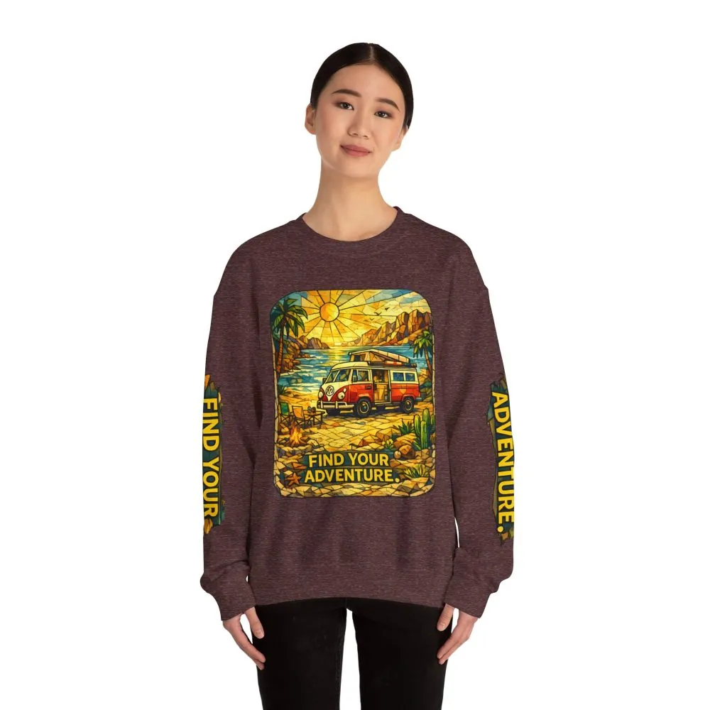 16134575753224656715_2048.jpeg Unisex Heavy Blend™ Crewneck Sweatshirt — "Find Your Adventure" Design Cubic-Line