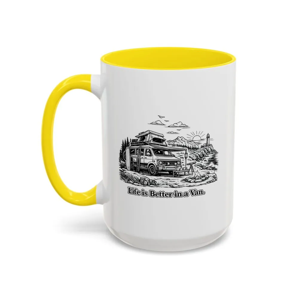 Accent Coffee Mug (11, 15oz) — "Life Is Better In A Van" Design Minimal-Line