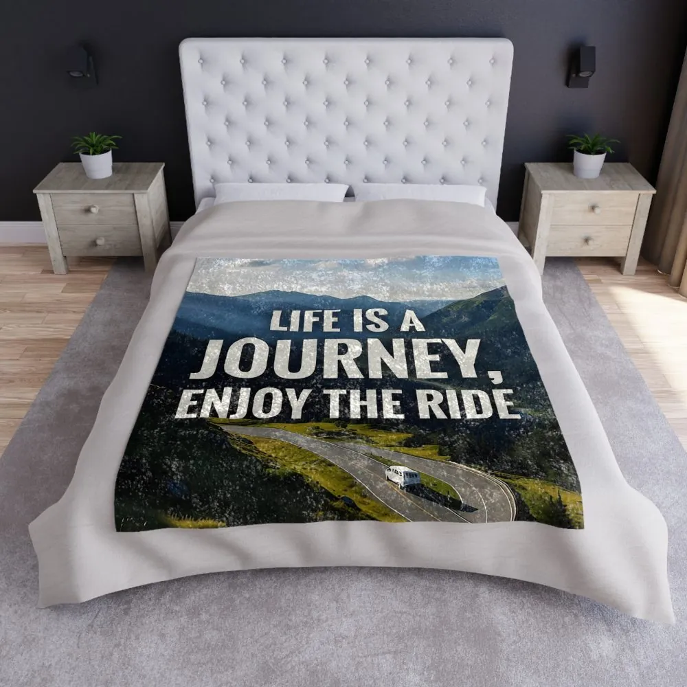 16157835559163684411_2048.jpeg Crushed Velvet Blanket - "Life Is A Journey, Enjoy The Ride" Mountain Throw