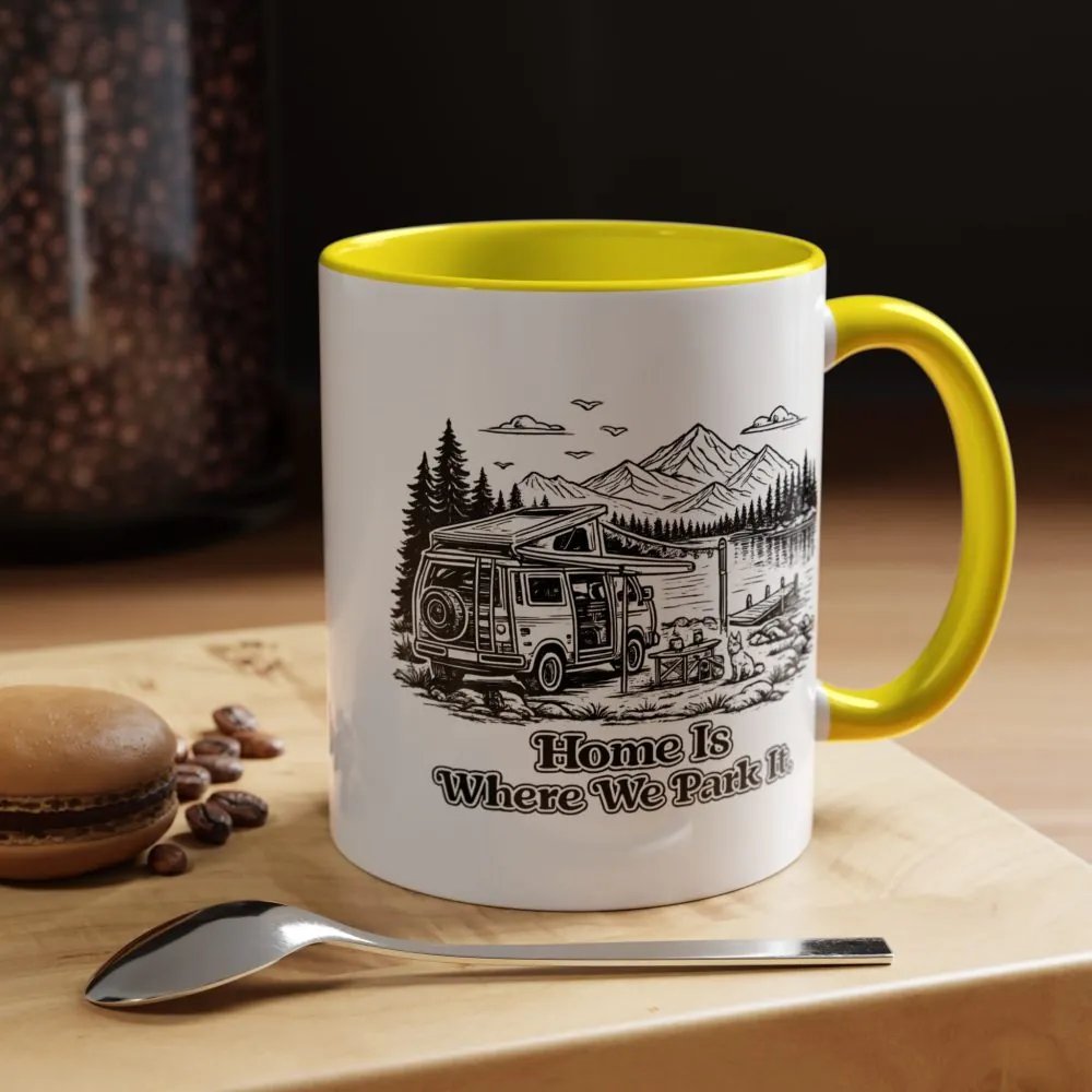 16170067650831898310_2048.jpeg Accent Coffee Mug (11, 15oz) — "Home Is Where You Park It" Design Minimal-Line