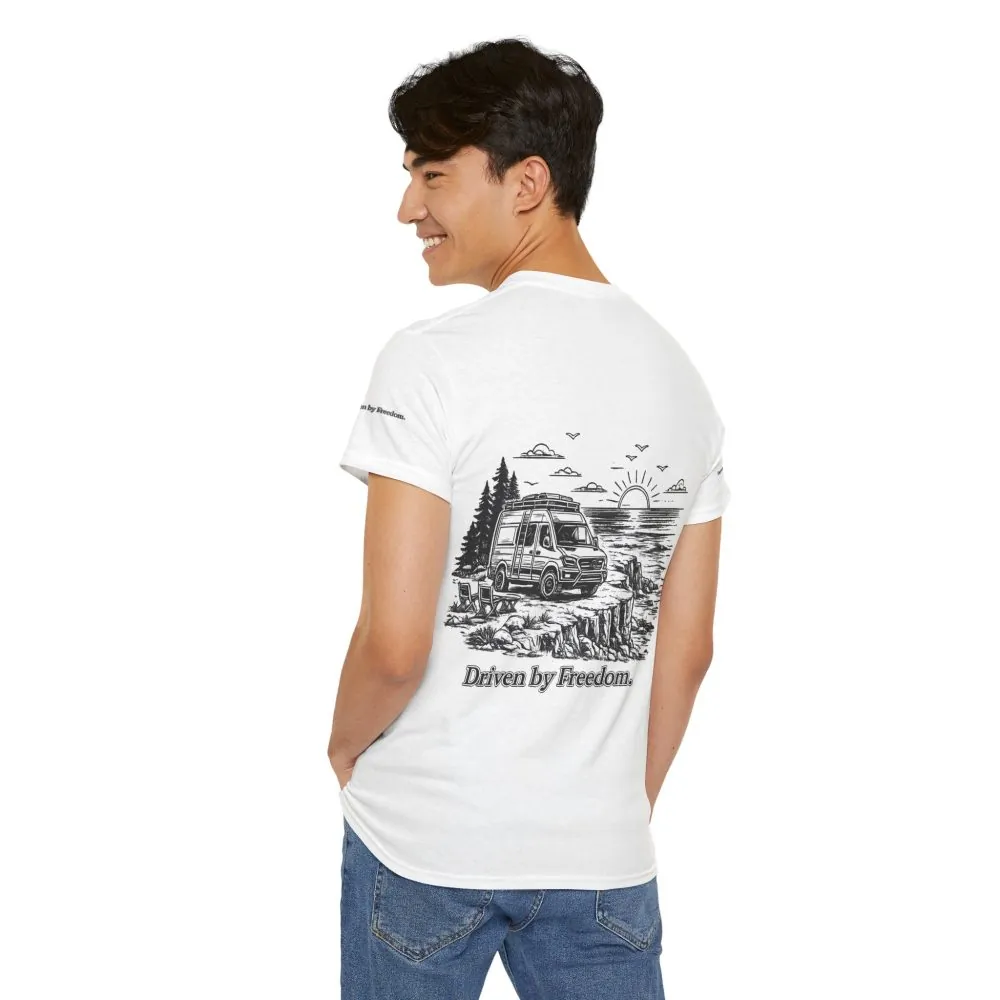 16174356395948582651_2048.jpeg Unisex Heavy Cotton Tee — ""Driven By Freedom" Design Minimal-Line