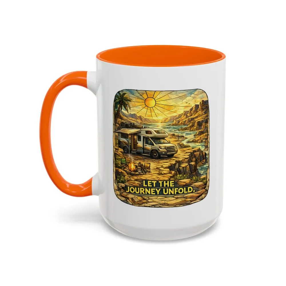 Accent Coffee Mug (11, 15oz) — "Let The Journey Unfold" Design Cubic-Line