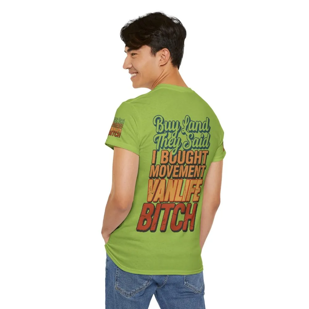 Unisex Heavy Cotton Tee — "Buy Land They Said" Design F**K-Line