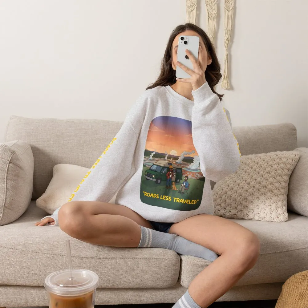 16199971572853313748_2048.jpeg Unisex Heavy Blend™ Crewneck Sweatshirt — "Roads Less Traveled" Design Sitcom-Line