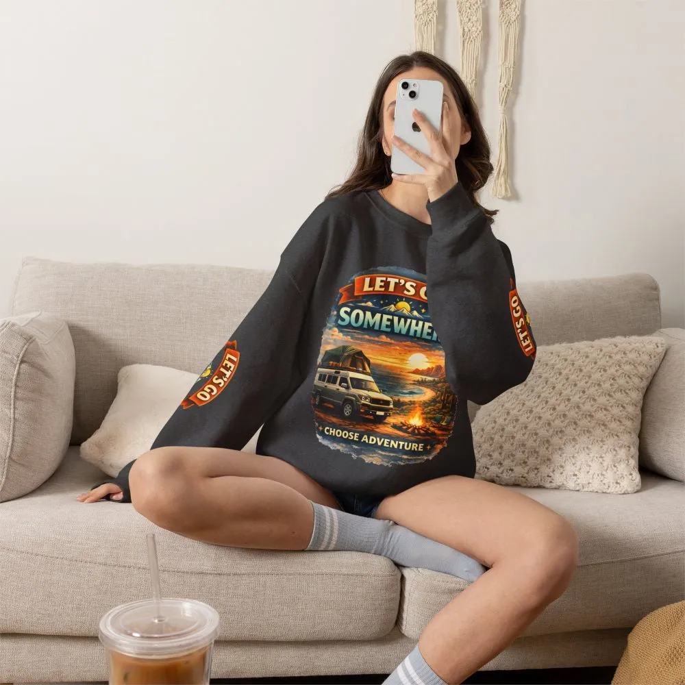 16200134366014522245_2048.jpeg Unisex Heavy Blend™ Crewneck Sweatshirt — "Lets Go Somewhere" Design Scenic-Line