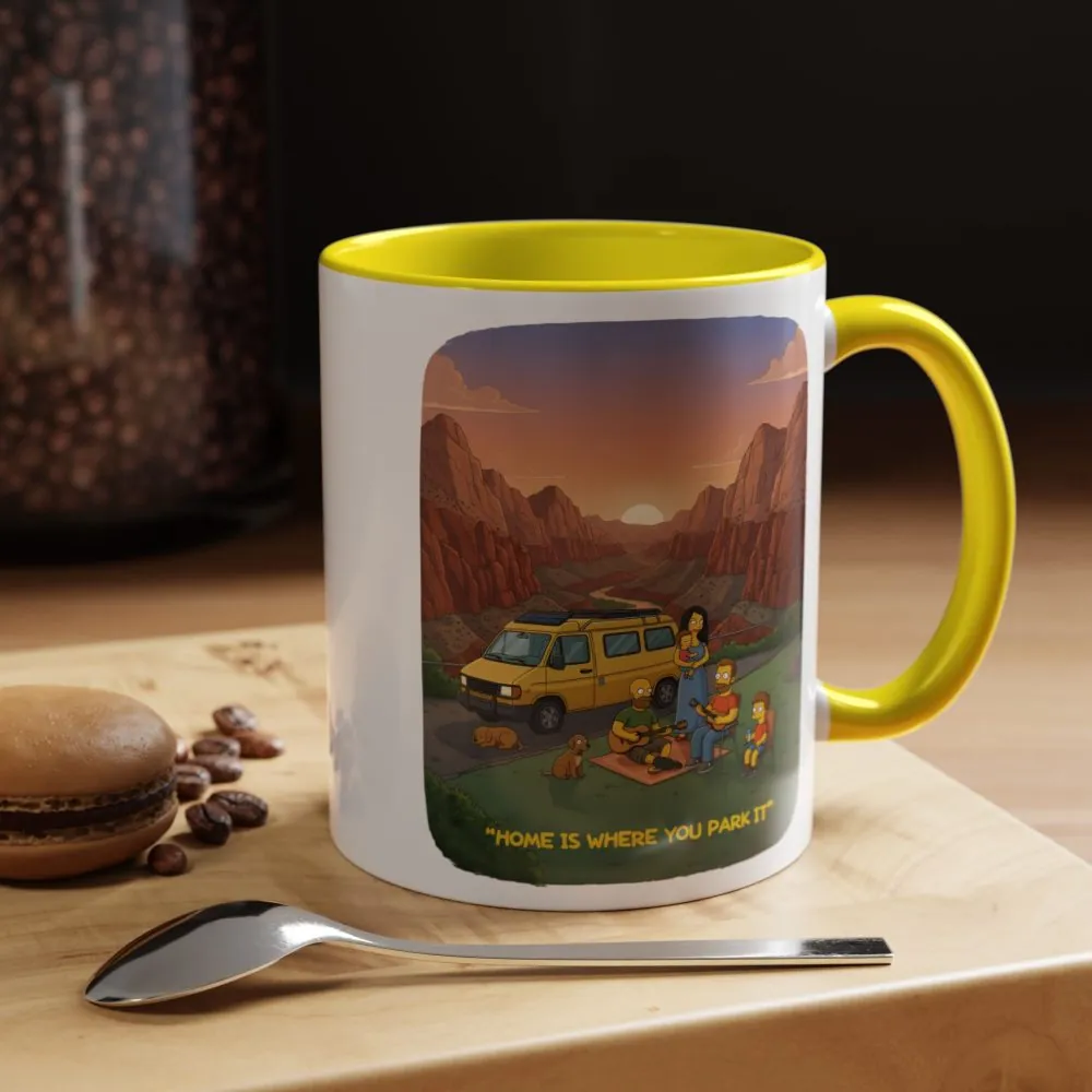 Accent Coffee Mug (11, 15oz) — "Home Is Where You Park It" Design Sitcom-Line