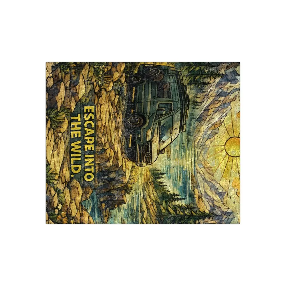16204402555979900938_2048.jpeg Crushed Velvet Blanket —"Escape Into The Wild" Design Cubic-Line(Campervan)