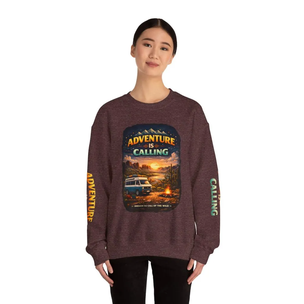 16210739141192376522_2048.jpeg Unisex Heavy Blend™ Crewneck Sweatshirt — "Adventure Is Calling" Design Scenic-Line