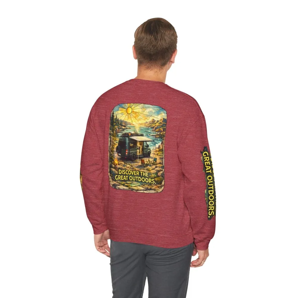 16219308813313495773_2048.jpeg Unisex Heavy Blend™ Crewneck Sweatshirt — "Discover The Great Outdoors" Design Cubic-Line