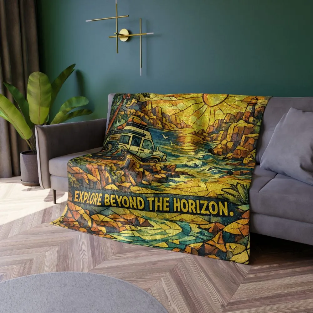 16237977326506321392_2048.jpeg Crushed Velvet Blanket —"Explore Beyond The Horizon" Design Cubic-Line(Campervan)
