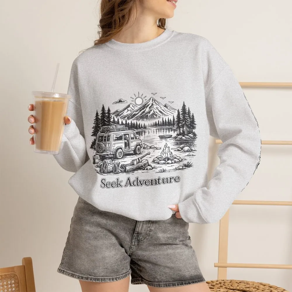 16248281024825640488_2048.jpeg Unisex Heavy Blend™ Crewneck Sweatshirt — "Seek Adventure" Design Minimal-Line