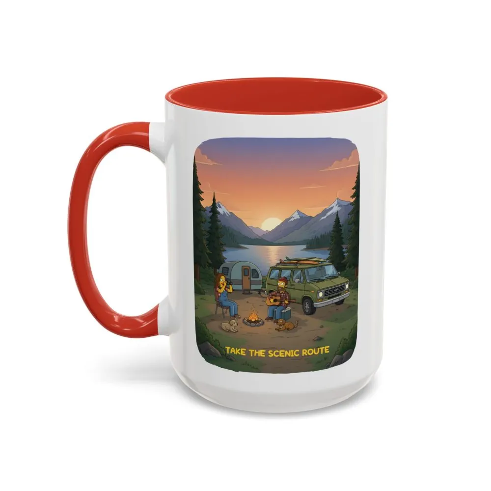Accent Coffee Mug (11, 15oz) — "Take The Scenic Route" Design Sitcom-Line