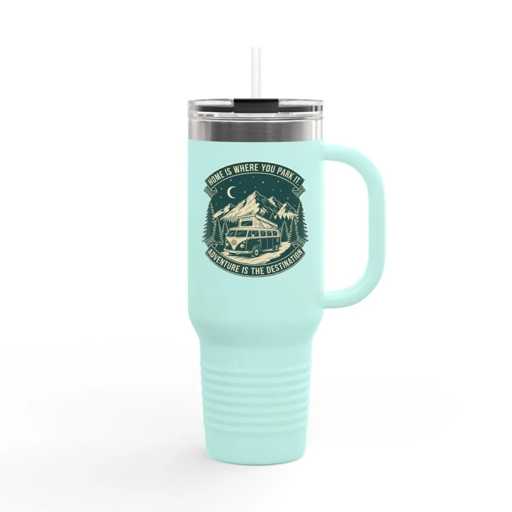 16290484791833640659_2048.jpeg Insulated Travel Mug - "Home Is Where You Park It-Adventure is the destination" (40oz) – Retro Camper Design, Keep Drinks Hot or Cold