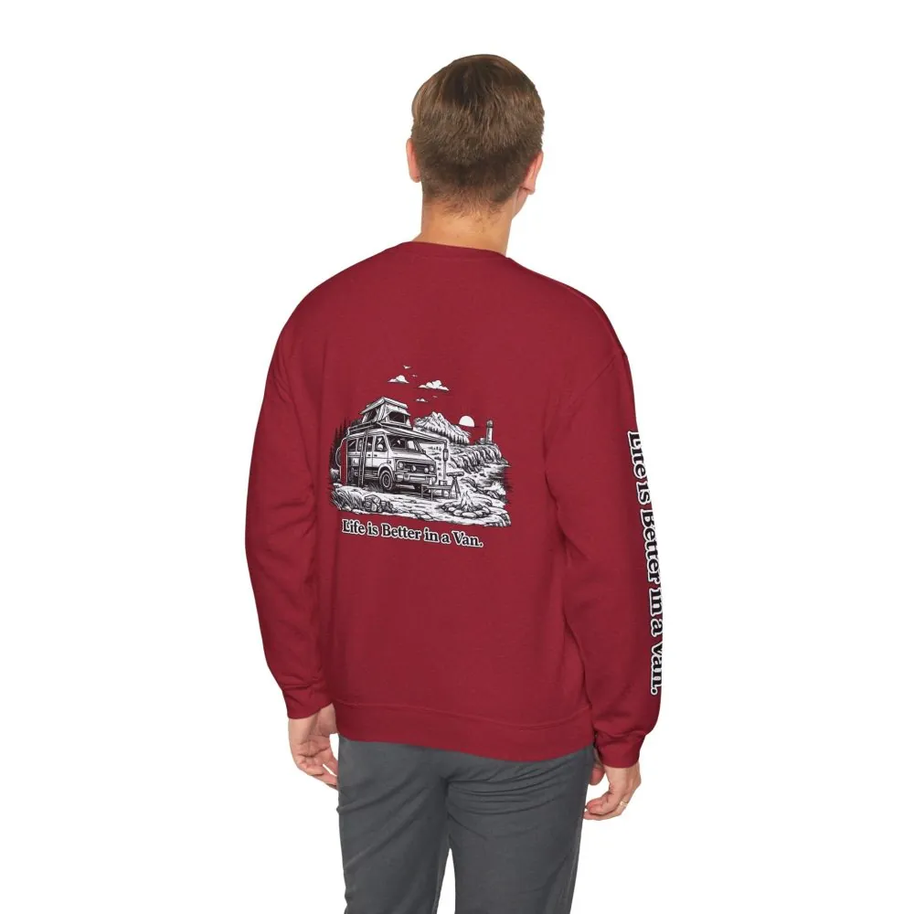 16294793624556028869_2048.jpeg Unisex Heavy Blend™ Crewneck Sweatshirt — "Life Is Better In A Van" Design Minimal-Line