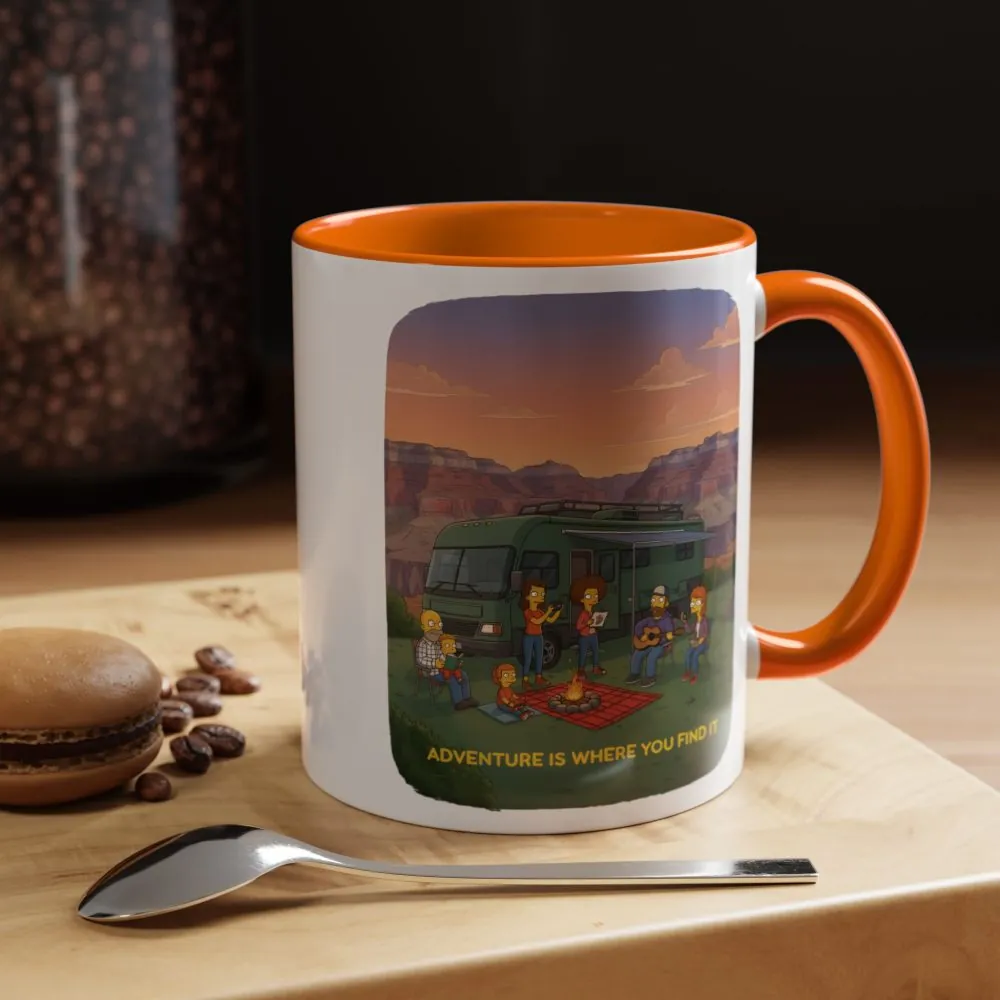 Accent Coffee Mug (11, 15oz) — "Adventure Is Where You Find It" Design Sitcom-Line