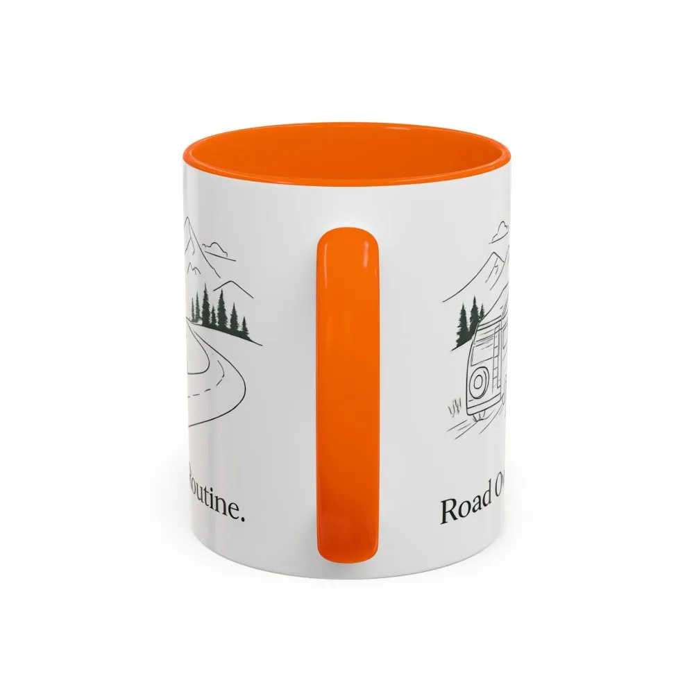 Accent Coffee Mug (11, 15oz) — "Road Over Routine" Design Minimal-Line